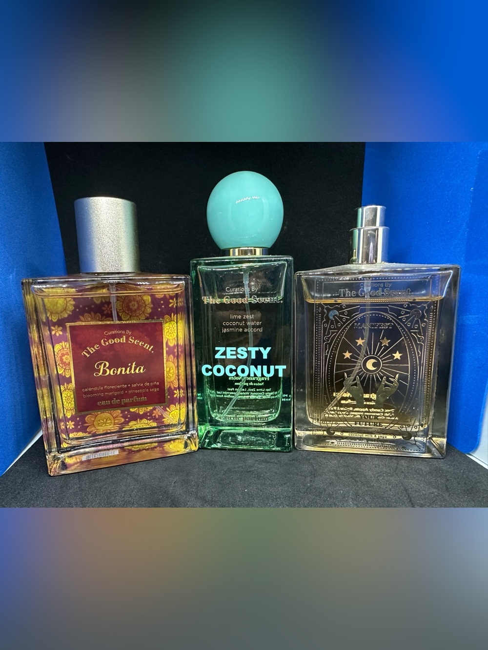 The Good Scent trio: 🥥 Zesty Coconut, Manifest Your Future, Bonita parfumes